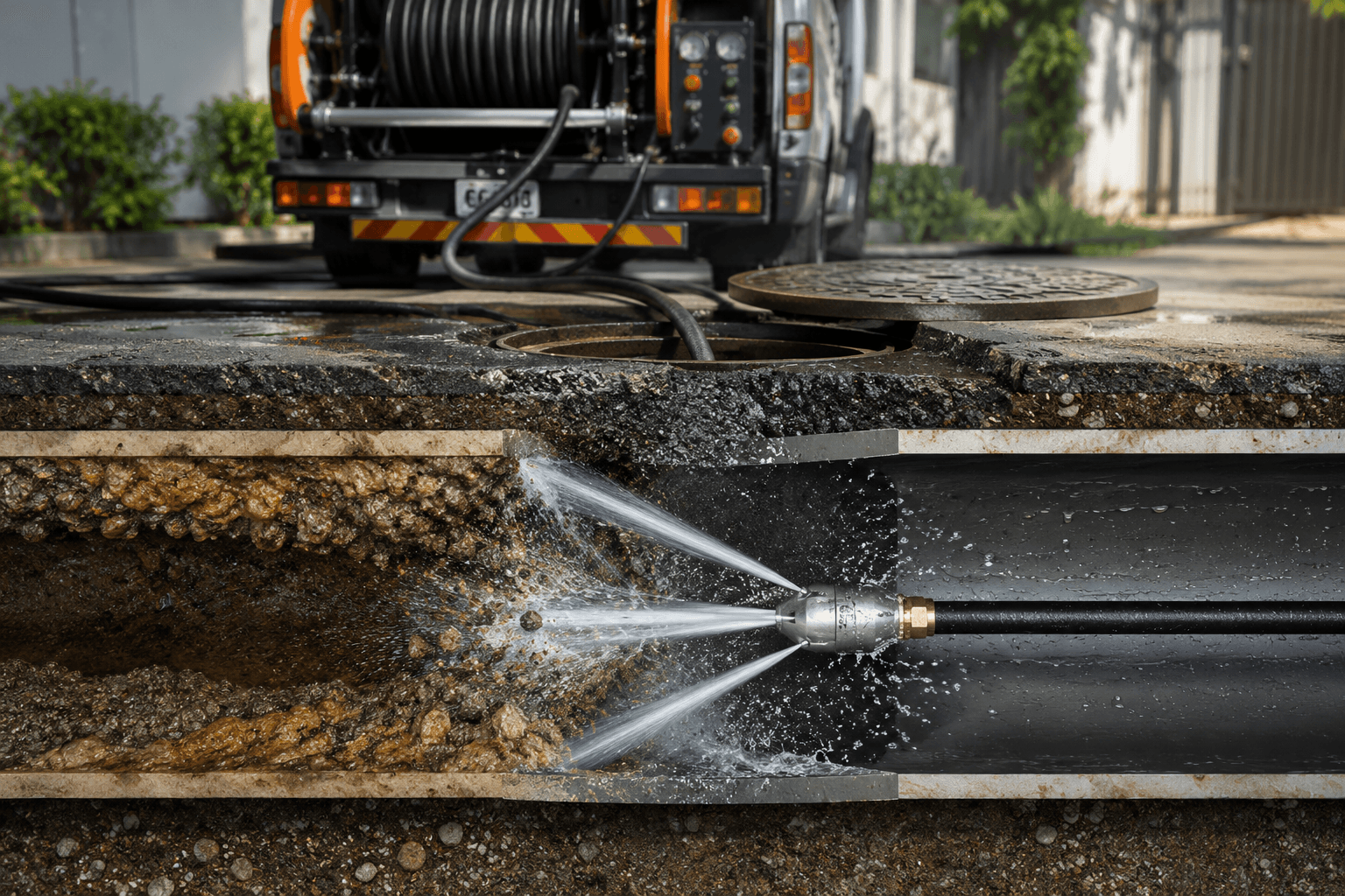 Hydrocurage haute pression canalisation
